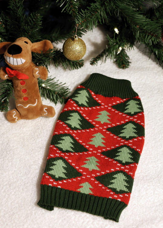 ✨Extra Knitmas Cheer✨ Christmas Tree Pattern Knit Dog Sweater