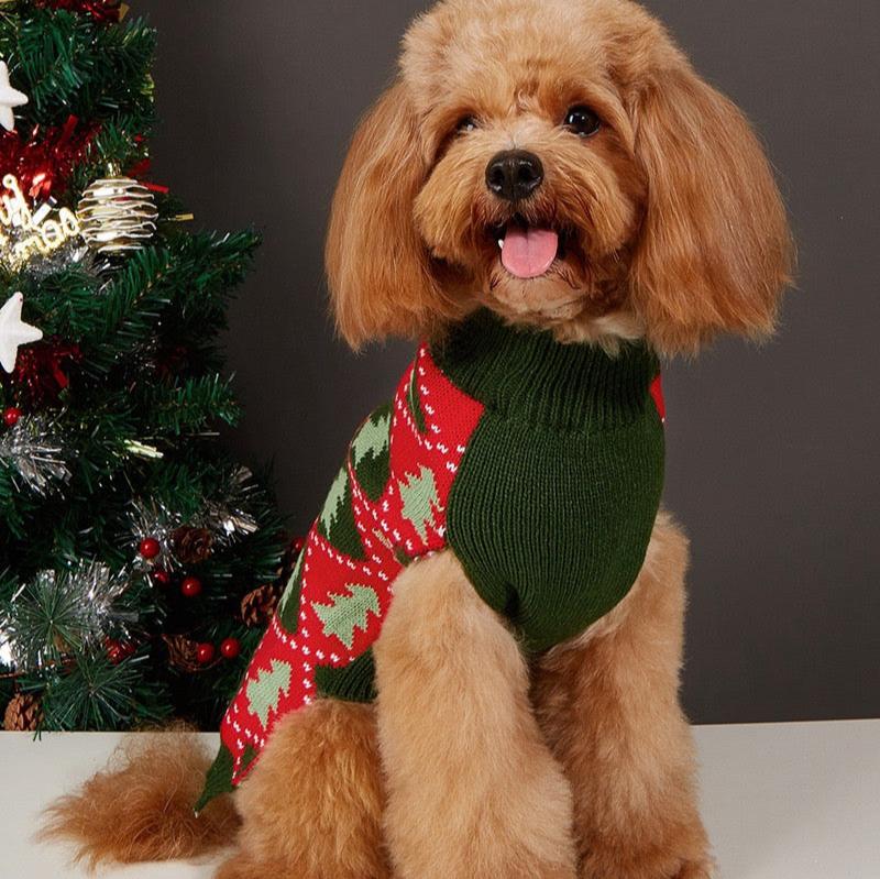 ✨Extra Knitmas Cheer✨ Christmas Tree Pattern Knit Dog Sweater