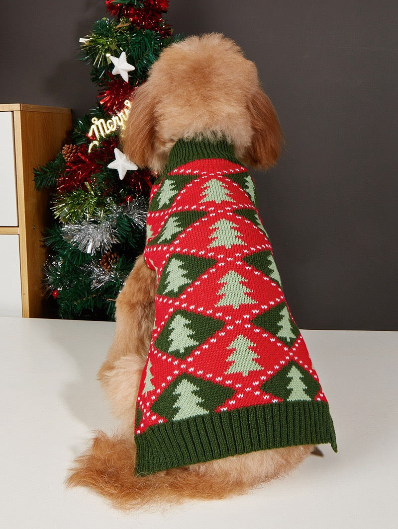 ✨Extra Knitmas Cheer✨ Christmas Tree Pattern Knit Dog Sweater